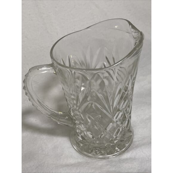 Vtg 1960s Anchor Hocking Pineapple Design Clear Glass Pitcher W/Ribbed Handle - Picture 2 of 4